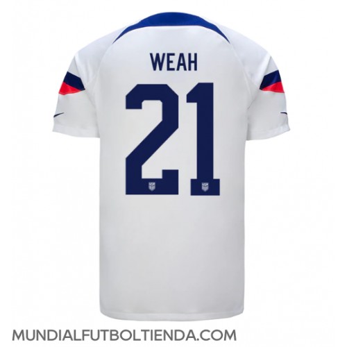 Camiseta Estados Unidos Timothy Weah #21 Primera Equipación Replica Mundial 2022 mangas cortas